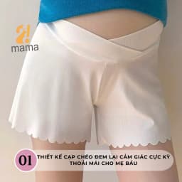 Thumbnail Quần đùi bầu mặc trong váy 2mama chất Thun Tăm Lạnh thiết kế cạp chéo ôm bụng bầu đẹp cao cấp 2