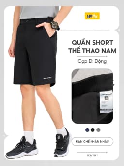 Thumbnail Quần đùi thể thao nam YODY quần short cạp di động, thoáng mát, thoải mái SQM7047 1