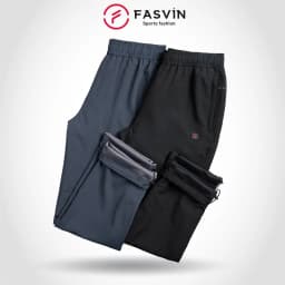 Thumbnail Quần gió nam thể thao 2 lớp ống suông FASVIN QBC22541.HN lót thun mềm mại ấm áp 1