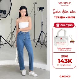 Thumbnail Quần jean baggy nữ VMSTYLE kiểu trơn basic cạp cao chuẩn form mặc đi học - N136 Đ146 QJB00005 1