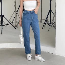 Thumbnail Quần jean baggy nữ VMSTYLE kiểu trơn basic cạp cao chuẩn form mặc đi học - N136 Đ146 QJB00005 3