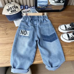 Thumbnail Quần jean dài bé trai 27Kids KACADY quần bò mềm lưng chun nam cho trẻ từ 4-12 tuổi BLJE4 1