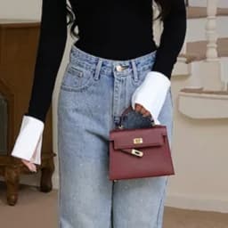 Thumbnail Quần Jean KAYLIN Basic form suông đính hạt chất vải denim dầy dặn phong cách - N2368 1