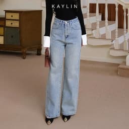 Thumbnail Quần Jean KAYLIN Basic form suông đính hạt chất vải denim dầy dặn phong cách - N2368 2