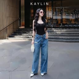 Thumbnail Quần Jean KAYLIN form Basic ống suông chất vải Denim dầy dặn phong cách - N2370 1