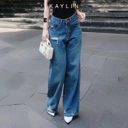 Thumbnail Quần Jean KAYLIN form Basic ống suông chất vải Denim dầy dặn phong cách - N2370 2