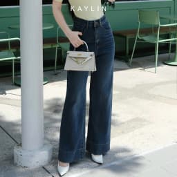 Thumbnail Quần JEAN KAYLIN form suông Basic phối dây chất vải denim dầy dặn phong cách - N2325 1