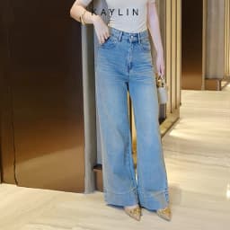 Thumbnail Quần JEAN KAYLIN form suông Basic phối dây chất vải denim dầy dặn phong cách - N2325 4