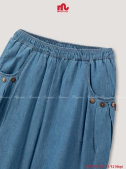Thumbnail Quần jean lửng bé gái Riomio quần bò bé gái cạp chun, chất mềm mịn không phai màu RO1117 2