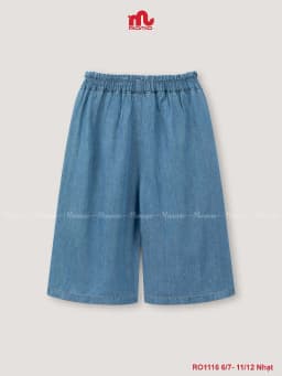 Thumbnail Quần jean lửng bé gái Riomio quần ống suông cạp chun chất jean mềm mại không phai RO1116 1