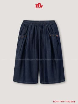 Thumbnail Quần jean lửng bé gái Riomio quần bò bé gái cạp chun, chất mềm mịn không phai màu RO1117 4