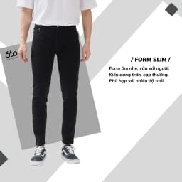 Thumbnail Quần Jean Nam Đen Dáng Slimfit Quần Bò Trơn Cao Cấp - QJDOL008 3