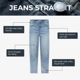Thumbnail Quần jean nam ống rộng POLOMANOR, BST THE REAL JEANS, form Straight thoải mái, dễ mặc dễ phối 4