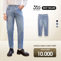 Thumbnail Quần jean nam ống đứng trẻ trung 360 Boutique quần bò xanh chuẩn phom, che khuyết điểm QJDOL529 2
