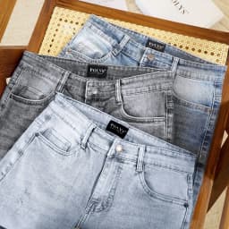 Thumbnail Quần jean nam POLYS, co giãn thoáng khí, form straight ống suông, QUẦN JEANS NAM POLYS 4