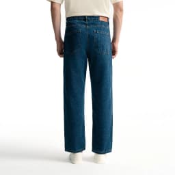 Thumbnail Quần jean nam ROWAY, vải denim cotton, form suông | Jean xanh đậm 4