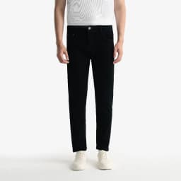 Thumbnail Quần jean nam ROWAY vải denim co giãn nhẹ, form slim, Jean đen trơn 1