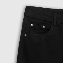 Thumbnail Quần jean nam ROWAY vải denim co giãn nhẹ, form slim, Jean đen trơn 3