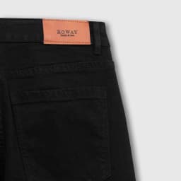 Thumbnail Quần jean nam ROWAY vải denim co giãn nhẹ, form slim, Jean đen trơn 4