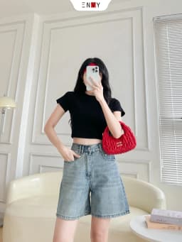 Thumbnail Quần Jean Ngố Nữ Form Ống Chữ A, Jean vải mềm lưng thun sau ENVY JS58 3