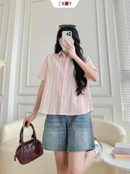 Thumbnail Quần Jean Ngố Nữ Lưng Cao Ống Rộng, Vải Jean mềm màu Trend ENVY JS59 4
