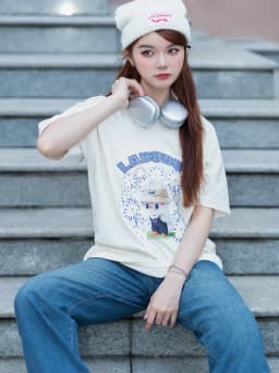Thumbnail Quần jean nữ ống rộng TiQi Jeans wash nhẹ xanh cơ bản cạp cao B2320 4