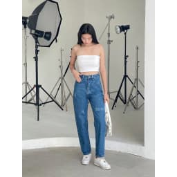 Thumbnail Quần jean nữ VMSTYLE baggy lưng cao tạo xước dáng suông form đẹp đi học, đi chơi - QJB00009 4