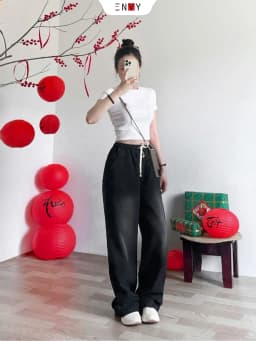 Thumbnail Quần Jean Ống Rộng Dài (Trên 100cm) Lưng Thun Freesize J165 1