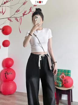 Thumbnail Quần Jean Ống Rộng Dài (Trên 100cm) Lưng Thun Freesize J165 2