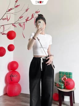 Thumbnail Quần Jean Ống Rộng Dài (Trên 100cm) Lưng Thun Freesize J165 3