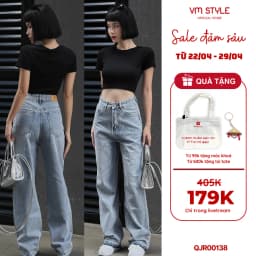 Thumbnail Quần jean ống rộng nữ VMSTYLE trơn lai thường cạp cao basic năng động đi học, đi chơi 407 - QJR00138 1