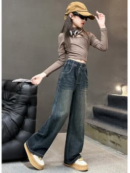 Thumbnail Quần Jean Ống Rộng Phong Cách Thời Trang Cho Các Bé Gái Dưới 1m7 Quần Bò Ống Suông - Babimama - J106 3