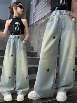 Thumbnail Quần Jean Ống Rộng, Quần Bò Ống Xuông Phong Cách Thời Trang Cho Các Bé Gái Cao Dưới 1m7 - Babimama - J98 2