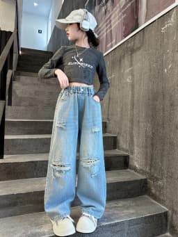 Thumbnail Quần Jean Ống Rộng, Quần Bò Ống Xuông Phong Cách Thời Trang Cho Các Bé Gái Cao Dưới 1m7 J110 1