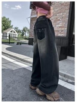 Thumbnail Quần Jean Ống Rộng, Quần Bò Ống Xuông Phong Cách Thời Trang Cho Các Bé Gái Cao Dưới 1m7 - Babimama - J100 2