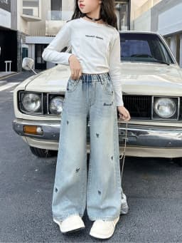 Thumbnail Quần Jean Ống Rộng, Quần Bò Ống Xuông Phong Cách Thời Trang Cho Các Bé Gái Cao Dưới 1m7 J107 3