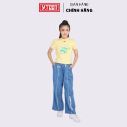 Thumbnail Quần Jean Ống Rộng Wash Tua Siêu Mềm Cực Năng Động Cho Bé Gái Y.Teen Từ 37-62 KG EQX064-2 2