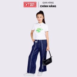 Thumbnail Quần Jean Ống Rộng Wash Tua Siêu Mềm Cực Năng Động Cho Bé Gái Y.Teen Từ 37-62 KG EQX064-2 3