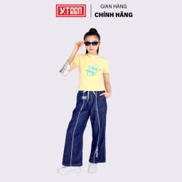 Thumbnail Quần Jean Ống Rộng Wash Tua Siêu Mềm Cực Năng Động Cho Bé Gái Y.Teen Từ 37-62 KG EQX064-2 4