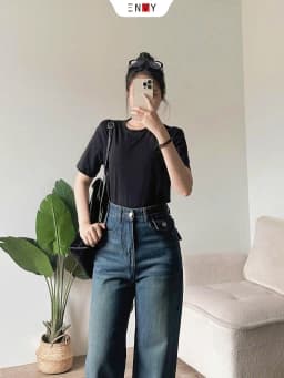 Thumbnail Quần Jean Ống Suông Ngắn Nữ Cạp Cao Hot ENVY J140 2