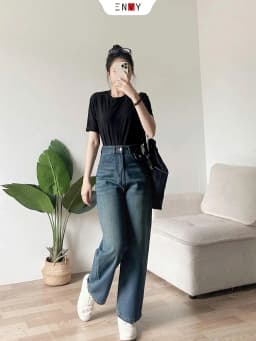 Thumbnail Quần Jean Ống Suông Ngắn Nữ Cạp Cao Hot ENVY J140 3