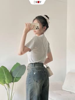 Thumbnail Quần Jean Ống Suông Nữ Dáng Ngắn Vải Mềm ENVY J150 2