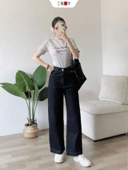 Thumbnail Quần Jean Ống Suông Nữ Eo Cao Màu Hottrend ENVY J169 1