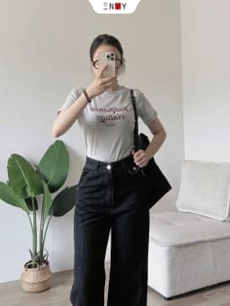 Thumbnail Quần Jean Ống Suông Nữ Eo Cao Màu Hottrend ENVY J169 3