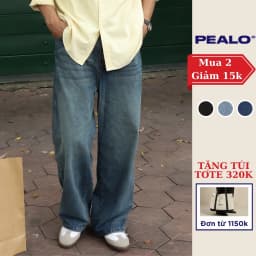 Thumbnail Quần Jean PEALO Unisex Form rộng chất liệu Jeans cotton thoải mái 1