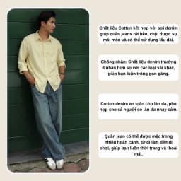 Thumbnail Quần Jean PEALO Unisex Form rộng chất liệu Jeans cotton thoải mái 2