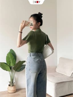 Thumbnail Quần Jean Suông Dáng Ngắn (93cm) Vải Mềm ENVY J172 2