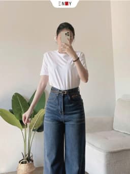 Thumbnail Quần Jean Suông Nữ Bản Lai To Vải Mềm Dáng Ngắn ENVY J170 2