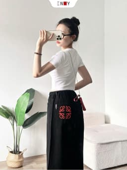 Thumbnail Quần Jean Suông Nữ Rộng Dáng Dài Lưng Thun Sau ENVY J160 2