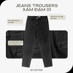 Thumbnail Quần Jeans Dài Nam Cao Cấp Form Quần Trousers 01 Thoải Mái 3 Màu  BY COTTON 2